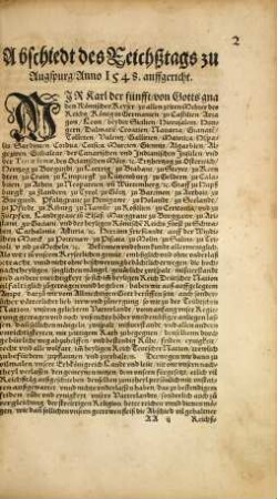 Der ... Theyl. Aller des Heyli. Röm. Reichs Ordnungen, gehaltener Reichßtäge unnd Abschiedt, sampt der Gülden Bullen ... : vom ersten Anfang, biß auffs LIX. Jar auffgericht ..., 2