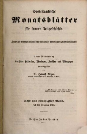 Protestantische Monatsblätter für innere Zeitgeschichte : Studien d. Gegenwart für d. evangelischen Länder deutscher Zunge. 28, 28. 1866