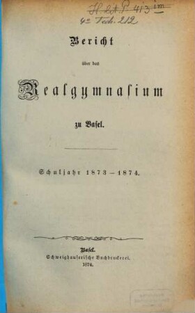 Bericht : über d. Schuljahr. 1873/74