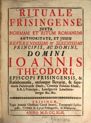 Rituale Frisingense Juxta Normam Et Ritum Romanum