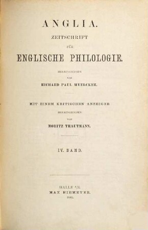 Anglia : journal of English philology, 4. 1881