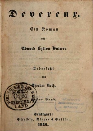 Devereux : ein Roman, 1