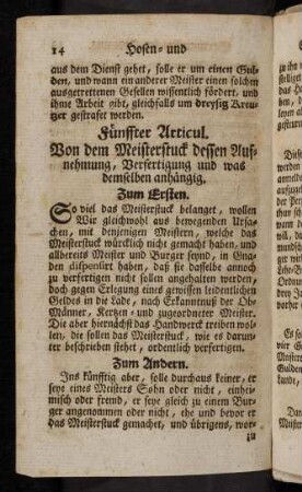 14-29, Fünffter Articul. - Siebender Articul.