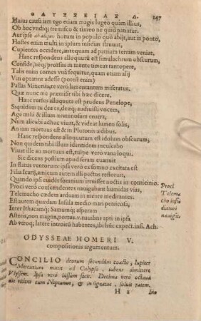 Odysseae Homeri V. compositionis agumentum.