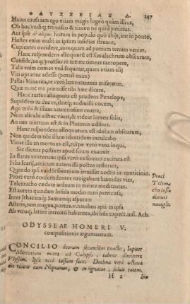 Odysseae Homeri V. compositionis agumentum.