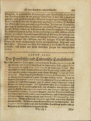 Caput XLIII. Der Papistische und Calvinische Catechismus
