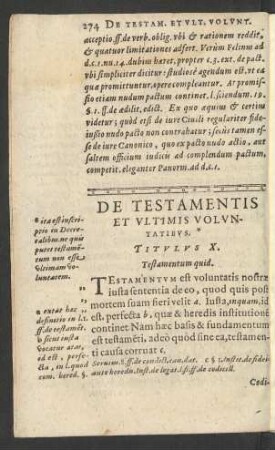 De Testamentis Et Ultimis Voluntatibus. Titulus X.