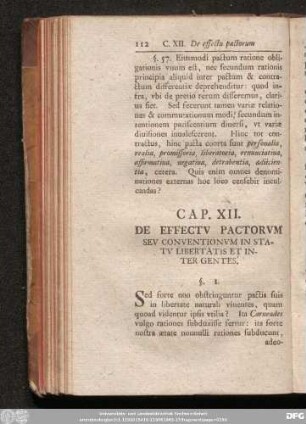 Cap. XII. De Effectu Pactorum Seu Conventionum In Statu Libertatis Et Inter Gentes.
