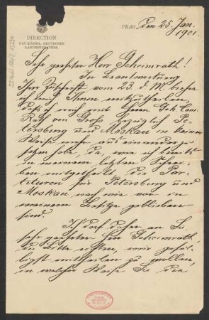 Brief an B. Schott's Söhne : 25.01.1901