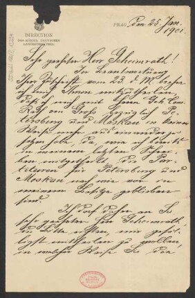 Brief an B. Schott's Söhne : 25.01.1901