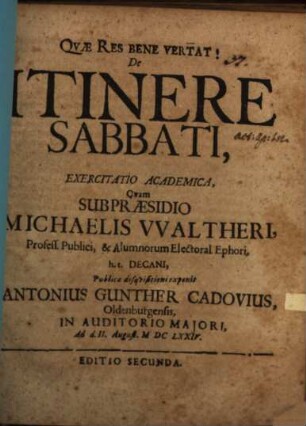 De itinere sabbathi exercitatio academica