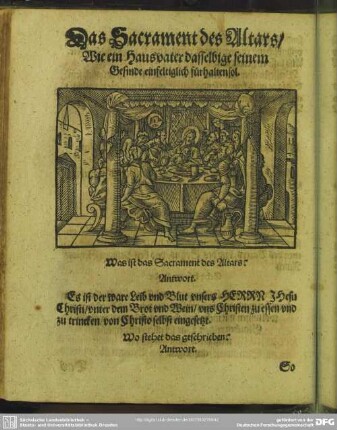 Das Sacrament des Altars, Wie ein Hausvater dasselbige seinem Gesinde einfeltiglich fürhalten sol