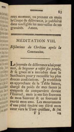 83-94, Meditation VIII. Résolutions du Chrêtien après la Communion.