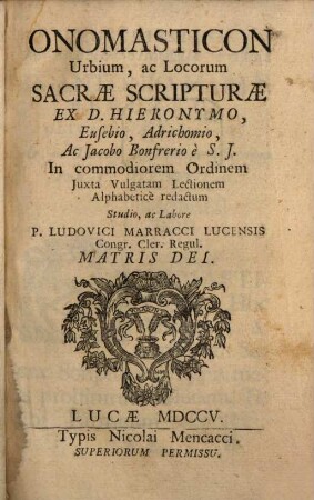 Onomasticon urbium ac locorum Sacrae Scripturae ...