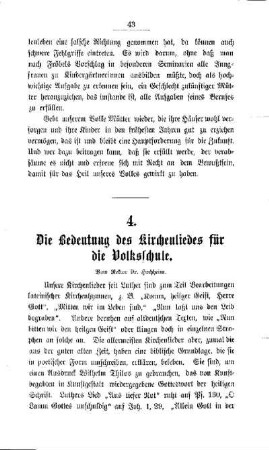 Die Bedeutung des Kirchenliedes für die Volksschule