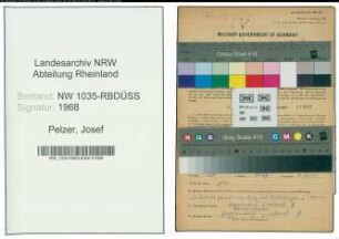 Entnazifizierung Josef Pelzer , geb. 27.07.1891 (Bergmann)
