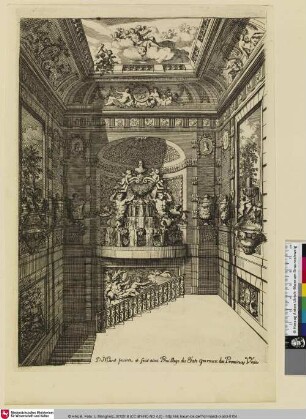 [Nouveaux livres de peintures de salles et d'escaliers.; Vestibül mit Treppe, Wandgemälden und Kaskade]