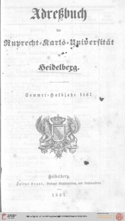 Sommersemester 1867