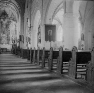 Cham-Chammünster. Pfarrkirche Mariä Himmelfahrt (15. Jh.). Inneres zum Chor