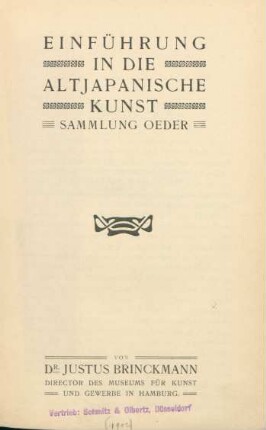 Einführung in die altjapanische Kunst : Sammlung Oeder