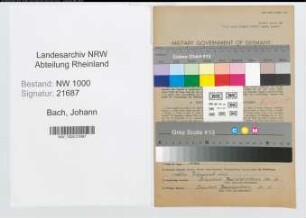 Entnazifizierung Johann Bach, geb. 10.04.1896 (Oberpostsekretaer)