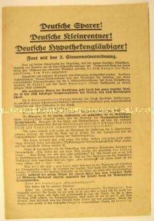Wahlpropaganda der Nationalsozialistischen Freiheitsbewegung zur Reichstagswahl 1924 mit Polemik gegen die Finanzpolitik