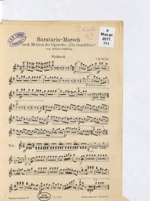 Barataria-Marsch : nach Motiven der Operette "Die Gondoliere" von Arthur Sullivan