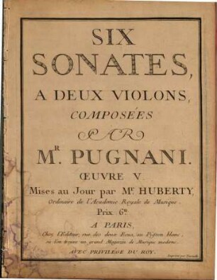 Six sonates a deux violons : oeuvre V
