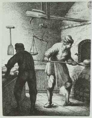 Bäcker beim Brotbacken : Brotbacken, Stich, 1635