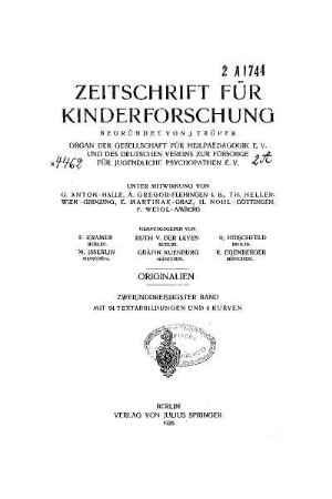 32: Zeitschrift für Kinderforschung - 32.1926