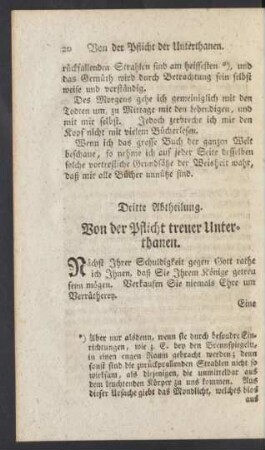 Dritte Abtheilung. Von der Pflicht treuer Unterthanen