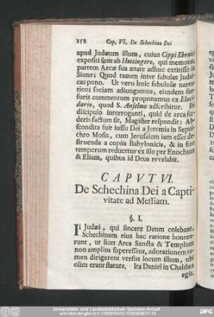 Caput VI. De Schechina Dei a Captivitate ad Messiam.