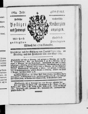 46tes Stück., Ausgabe vom 17. November 1784