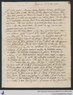 Brief vom 18.12.1762.