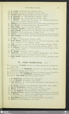 VI. Cölner Bezirksverein.