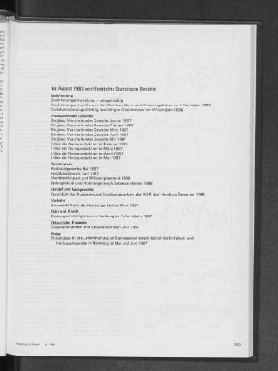Im August 1987 veröffentlichte Statistische Berichte