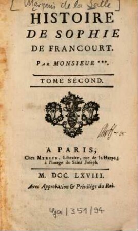 Histoire De Sophie De Francourt, 2