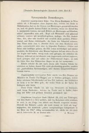 Synonymische Bemerkungen
