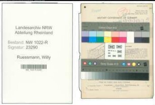 Entnazifizierung Willy Ruessmann , geb. 17.12.1895 (Metzger)