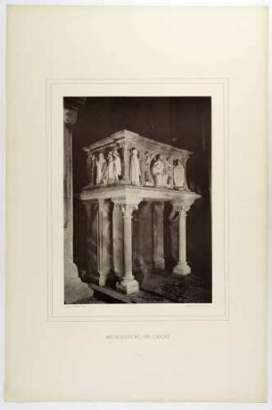 Die Kanzel in der Stiftskirche im Kloster Wechselburg (ursprünglich Kloster Zschillen) an der Zwickauer Mulde in Mittelsachsen, Blatt 34 aus: Monumente des Mittelalters und der Renaissance ... von 1875