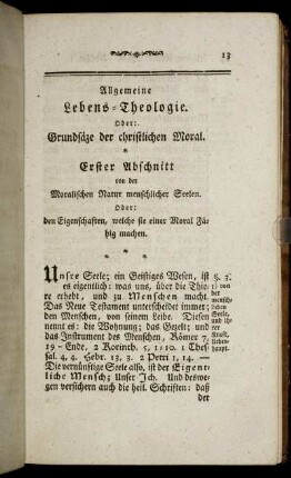 Erster Abschnitt von der Moralischen Natur menschlicher Seelen.