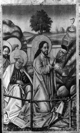 Altarflügel mit "Das nächtliche Gebet Christi im Garten von Gethsemane" : Flügelaltar. Holz, bemalt (1501/1515). Altarflügel mit "Das nächtliche Gebet Christi im Garten von Gethsemane". Riegersberg-Reinberg, Filialkirche Sankt Nikolaus