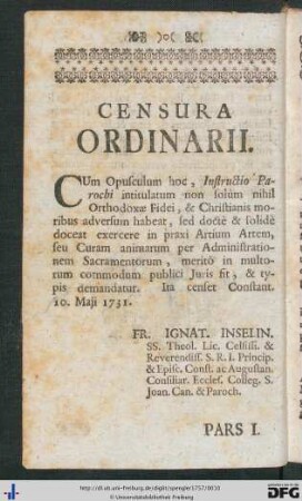 Censura Ordinarii.