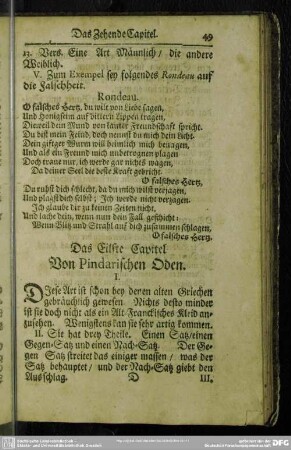 Das Eilfte Capitel. Von Pindarischen Oden