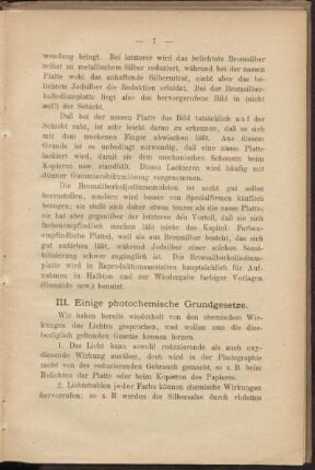 III. Einige photochemische Grundgesetze.