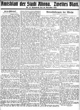 Nummer 47. Zweites Blatt. : Sonnabend, den 20. November 1926