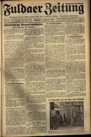 Erste Ausgabe vom Mittwoch, den 24. Februar 1932.