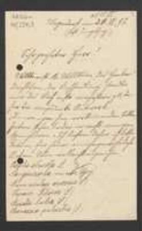 Brief von Franz Xaver Gierster an Unbekannt