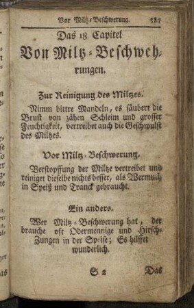 18. Von Milz-Beschwehrungen