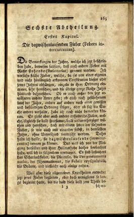 Erstes Kapitel. Die dazwischenlaufenden Fieber (Febres intercurrentes).
